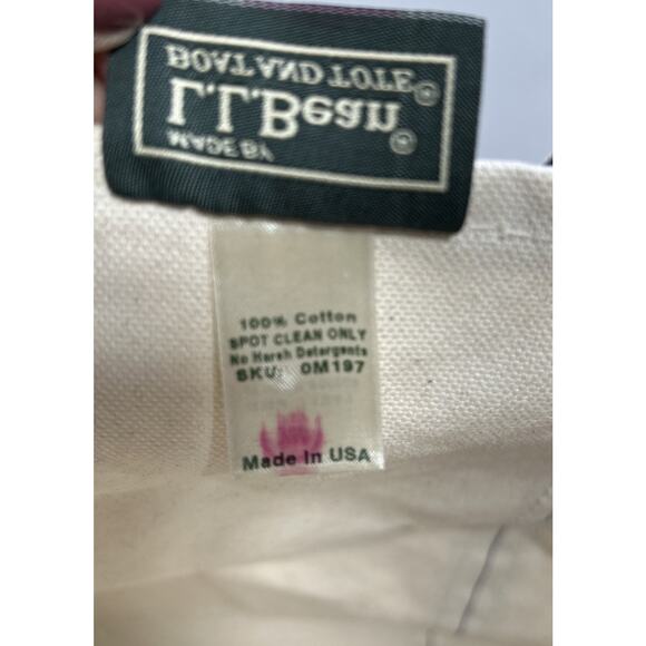 Vtg LL Bean Boat And Tote Canvas Tote Large Base Navy Blue Cream USA 23x13x7 - Picture 14 of 14
